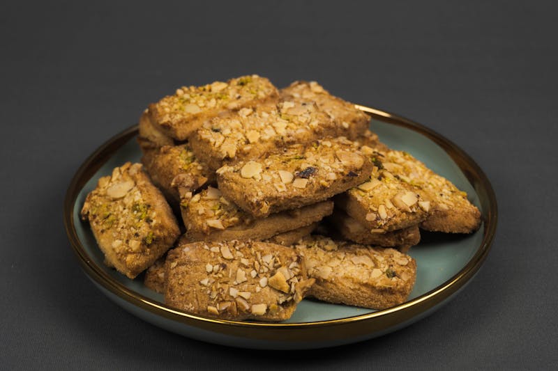 Golden honey biscuit dessert with butter